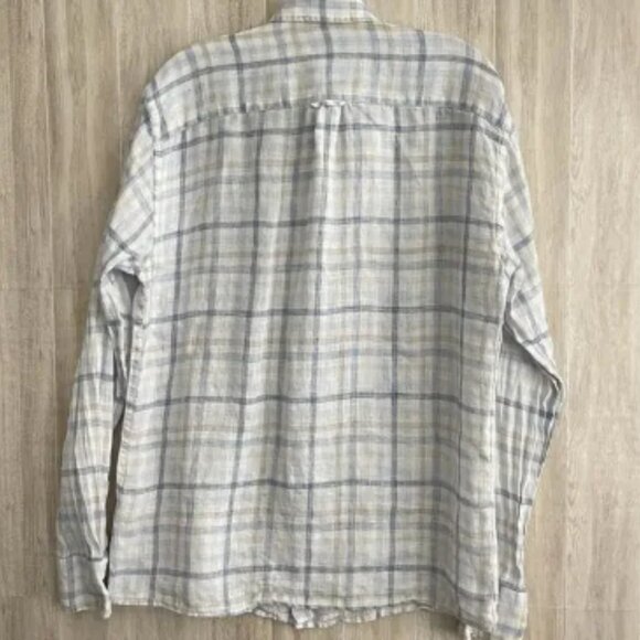 Peter Millar Coronado Linen Sport Shirt Mens Sz M Plaid Embroidered Logo Light - Picture 4 of 4